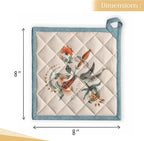 Maison d' Hermine Pot Holders 100% Cotton Heat Resistant Potholders 8" x 8" Hot Pads with Loop BBQ, Cooking, Baking, Grilling, Kitchen, Handling Hot Pans (Pack of 1, Dalida)