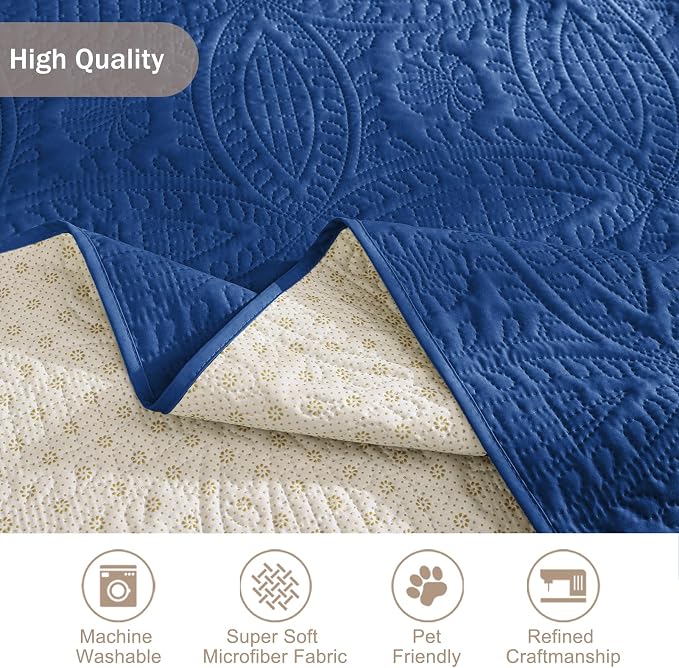 Blue Loveseat Covers for 2 Cushion Couch, Water-Repellent Covers for Love Seat - Image 6