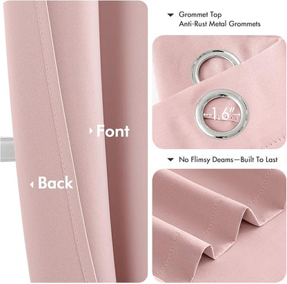 MIULEE Blackout Curtains for Bedroom 2 Panels 34 x 72 Inch Long Pink | Thermal - Image 4
