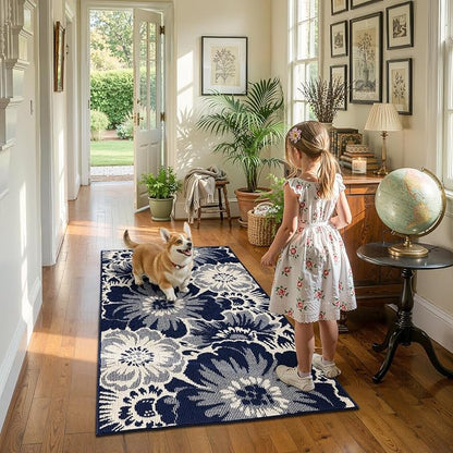Findosom Washable Area Rug 3x5, Non Slip High-Low Textured Floral Rugs - Image 3