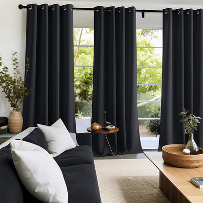 NICETOWN Room Darkening Draperies Curtains Panels, 2 Panels Black W52 x L96 - Image 6