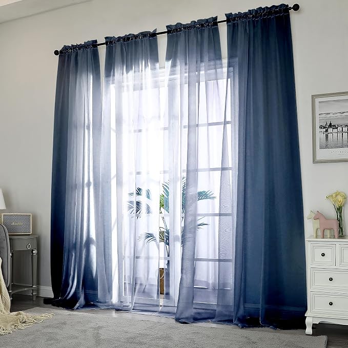 Chyhomenyc Sheer Curtains Extra Long 96 inch 2 PCS- Casual Style Airy & - Image 2