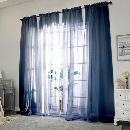 Chyhomenyc Sheer Curtains Extra Long 96 inch 2 PCS- Casual Style Airy & - Image 2