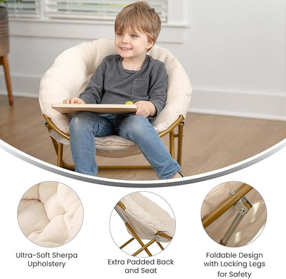 Flash Furniture Gwen Kids Cozy Mini Folding Saucer Chair - Image 4