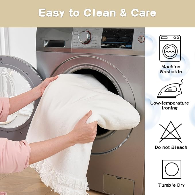 MYSKY HOME Couch Covers for Pets Thick Chenille White Cream Sofa Slipcover - Image 5