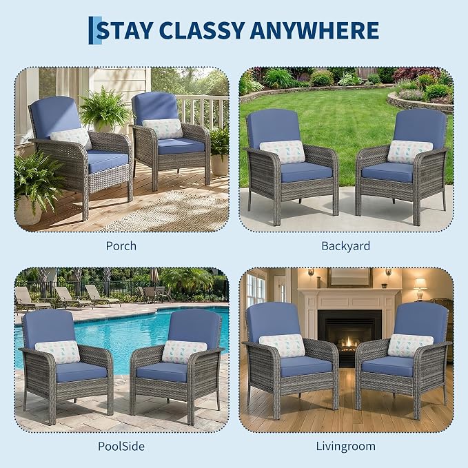 GarveeLife Set of 2 Wicker Patio Chairs, Heavy Duty, - Image 5