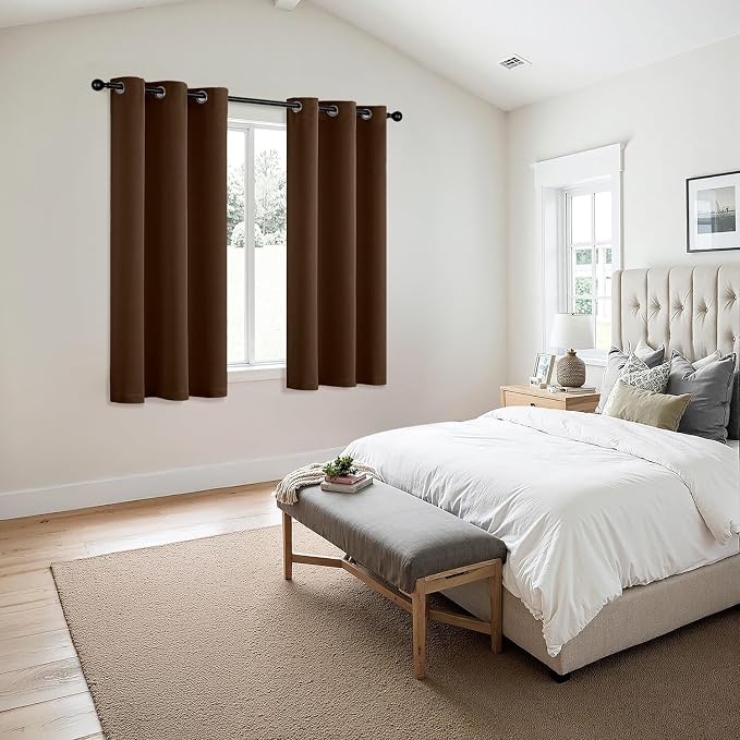 MIULEE Blackout Curtains for Bedroom 2 Panels 40 x 54 Inch Long Brown | Thermal - Image 6