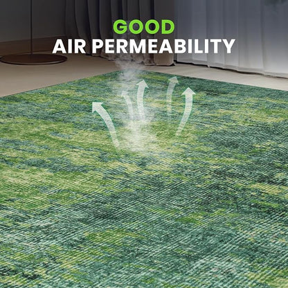 8x10 Green Washable Area Rugs for Living Room, Dining Room, Playroom | Ultra - Image 6