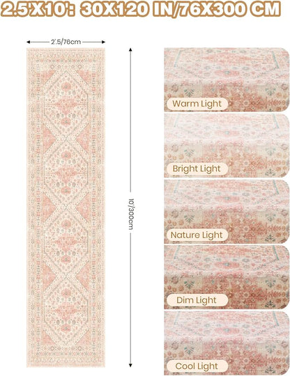 2.5x10 Kitchen Runner Rug Non Slip Vintage Washable Rugs, Carpet Runner - Image 2