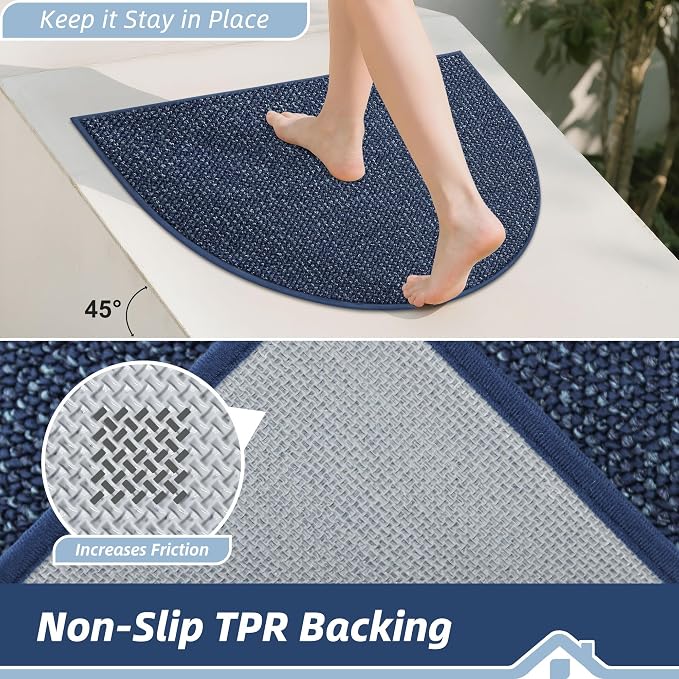 BEQHAUSE Dirt Trapper Door Mat 17" x 30" Half Circle Non Slip Rugs, Absorbent - Image 4