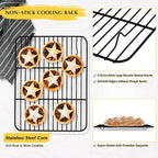 Small Baking Wire Rack Set of 2, E-far Non-stick Rack for Toaster Oven Cooking Roasting Broiling Grilling Meat Bacon, 8.7” x 6.2” Metal Bakeable Cooling Racks for Cookie Cake - Easy to Clean