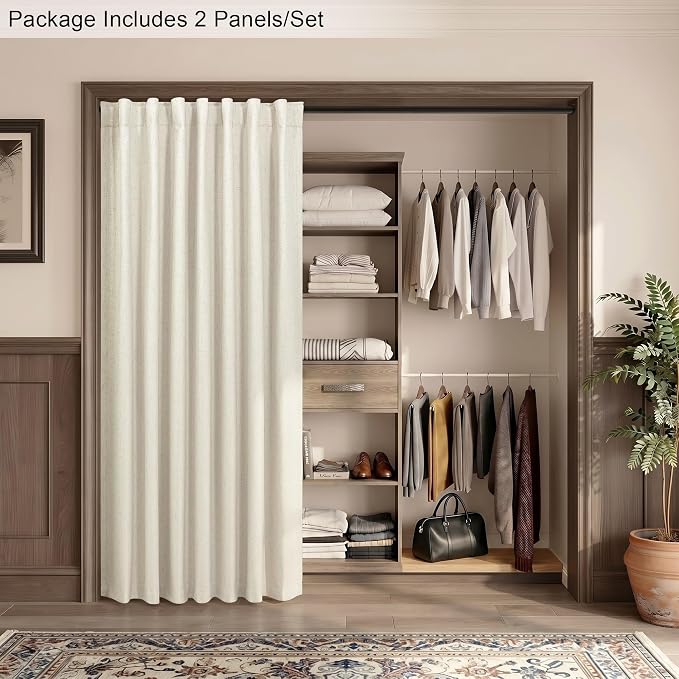 Pitalk Closet Curtains for Open Closet Doors Sliding Panels Burg 78 Inch Length - Image 8