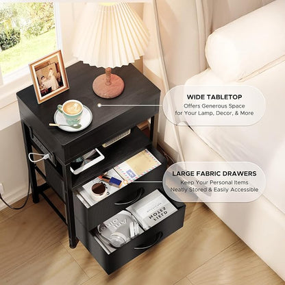 Lazzanto Nightstand Hidden Drawer Charging Table - Image 6