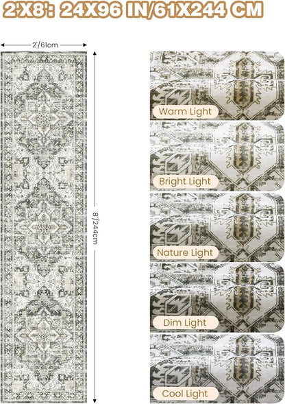 Runner Rug 2x8 Runners for Hallways Washable Rugs, Non Slip Low Pile Soft - Image 2