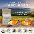 Wild Bliss Organic Chamomile Tea - Caffeine Free Calming Herbal Support - Pharmacopoeia Potency - 75 Plant Based Tea Bags