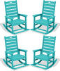 SERWALL Outdoor Rocking Chair Set of 4, Oversized HDPE Patio Rocking Chair by SERWALL