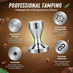 Flexzion Coffee Tamper 58mm Espresso Tamper Tool, Stainless Steel Barista-Quality Hand Press Espresso Maker with Ergonomic Silver Handle for Home and Professional Use