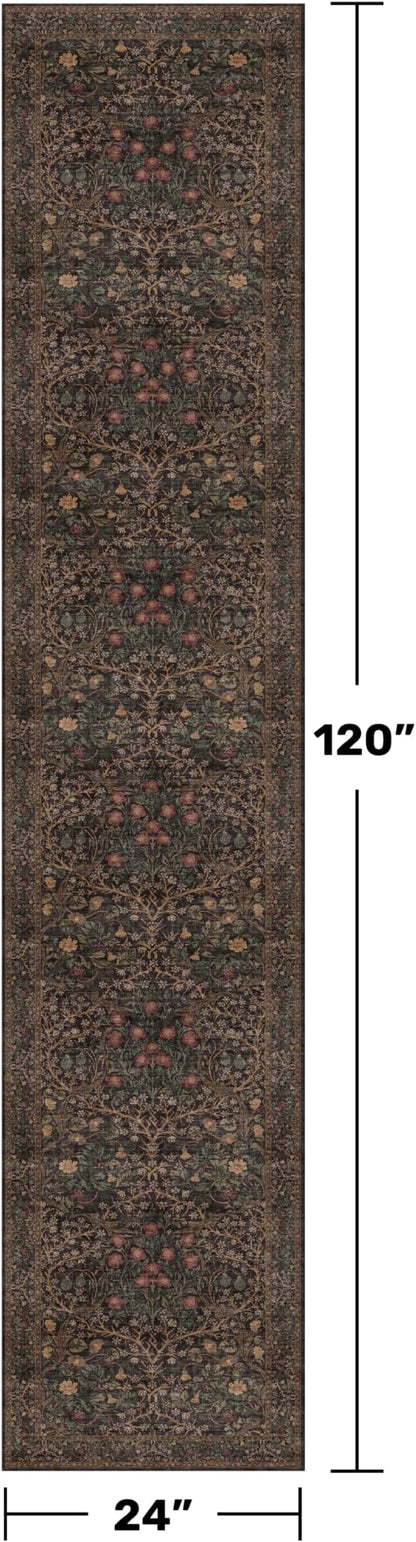 Brown Boho Washable 2x10 Hallway Runner Rug - Image 2