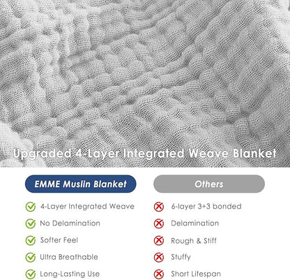 EMME Muslin Blankets for Adults Throw Blanket for Couch Breathable Gauze Soft - Image 6