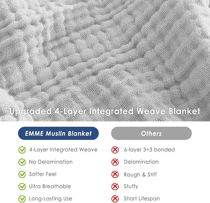 EMME Muslin Blankets for Adults Throw Blanket for Couch Breathable Gauze Soft - Image 6