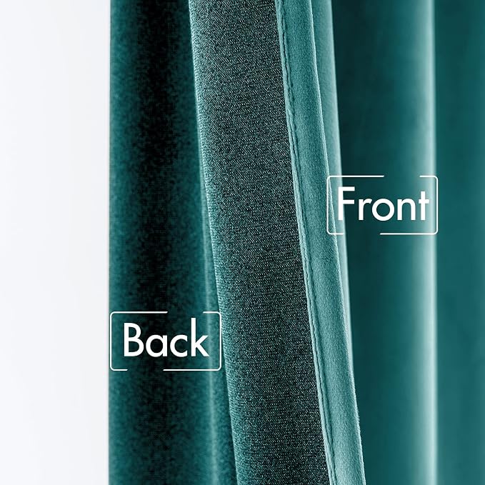 MIULEE Teal Velvet Curtains 52x96 inches 2 Panels Luxury Blackout Curtains | - Image 6