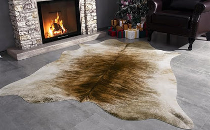 Western Faux Cowhide Rug, Animal Cow Hide Rug, 6.2 x 5.2 Ft Brownish | Premium - Image 5