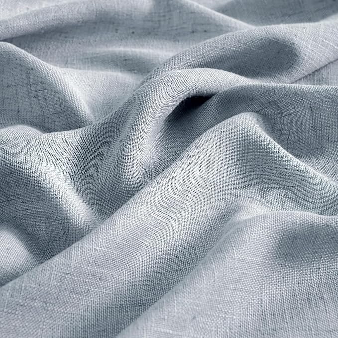 MIULEE Chambray Blue Linen Curtains 52x45 Inch Long - Image 4