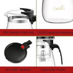 CNGLASS Glass Teapot with Removable Infuser,25oz Clear Tea Kettle with One Button Press to Filter the Tea Soup,Loose Leaf and Blooming Tea Maker