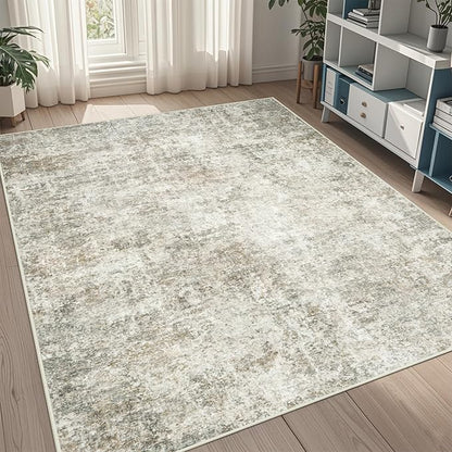 5x7 Area Rugs for Living Room Washable Bedroom Dining Room Beige Brown | Modern by Aelenmu