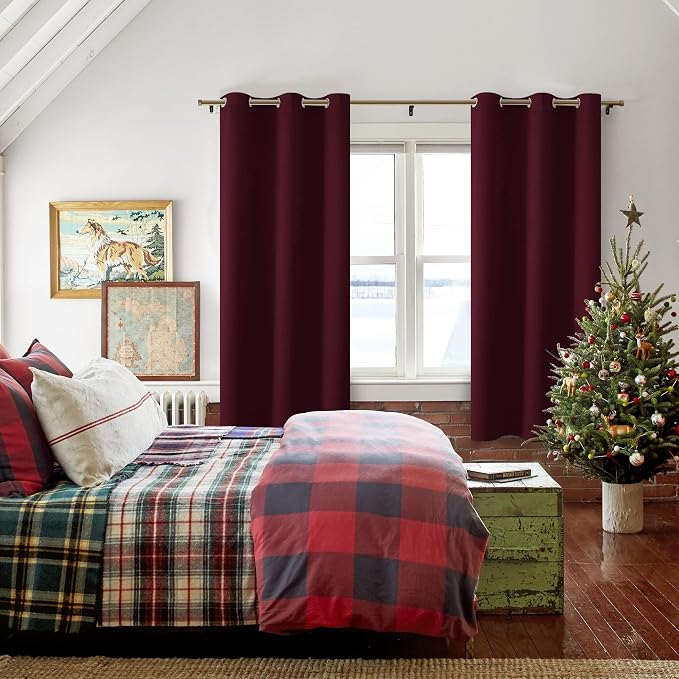 Blackout Curtains for Bedroom, 38 x 63 Inches Length, Burgundy | Thermal - Image 6