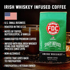 Fire Department Coffee - Gives Back to Firefighters - Irish Whiskey Infused Coffee Beans - Medium Roast - Non-Alcoholic - Roasted in the USA - Veteran Owned (12 oz, Pack of 2)