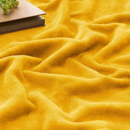 BEDELITE Fleece Blanket Soft Plush Twin Size Blanket Yellow 60"x80" | Ultra - Image 3