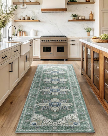 AMADA HOMEFURNISHING 2'6"x8' Washable Area Rug, Low-Profile Entryway Rug - Image 3