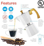 GROSCHE Milano Moka Stovetop Espresso Coffee Maker (3 Cup / 150 ml, White)