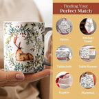 Maison d' Hermine Coffee Mug with Handles Fine Bone China Mugs Pack of Two Tea Cups for Hot Beverages Cappuccino Latte Home Restaurant Office Perfect for Gift (Holly Time, 15 Ounce)