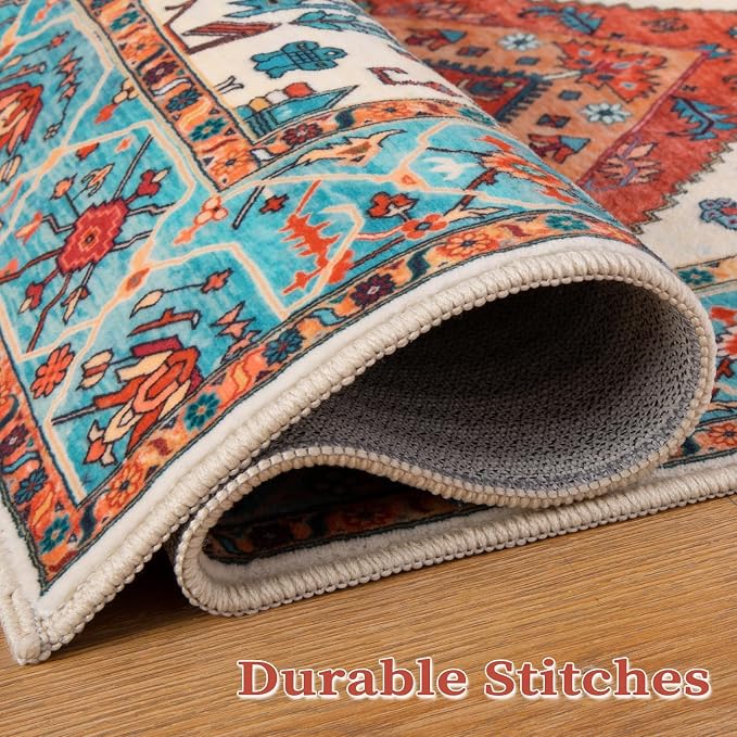 SERISSA 5ft Washable Non Slip Round Boho Area Rug - Image 8