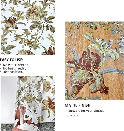 Vintage Floral Rub on Transfers - Image 2