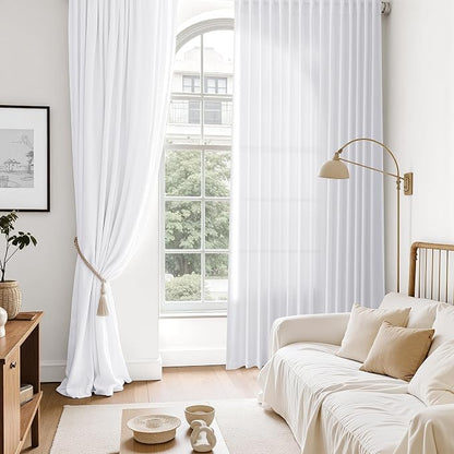 Snow White Linen Curtains 63 Inch Length - Image 6