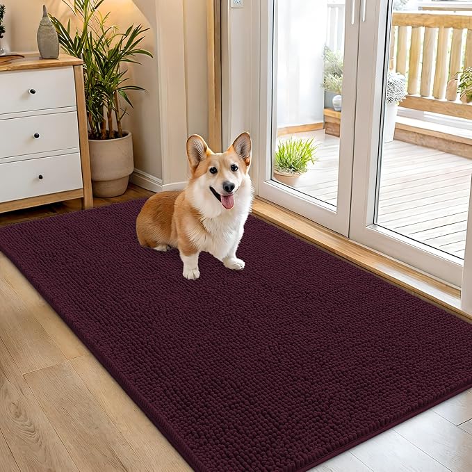 OLANLY Dog Door Mat for Muddy Paws 54x32, Super Absorbent Chenille Mud Mat | by OLANLY