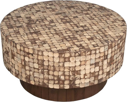 East at Main Mila Brown Coffee Table – Round Boho Pedestal Table - Image 5