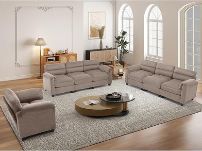 HAOMARKETS Corduroy Sofa Set, Upholstered Armchair and 3-Seater Sofa Sofa Set by HAOMARKETS