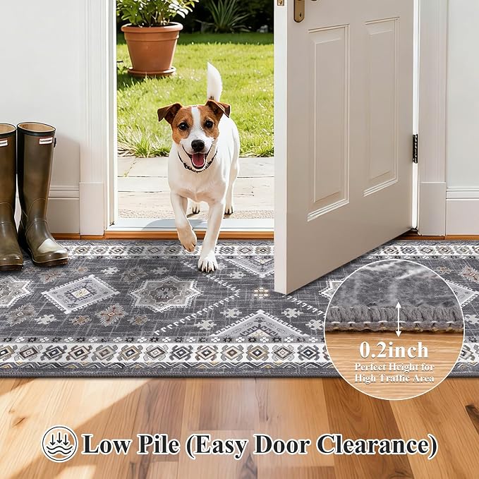 HEBE Boho Kitchen Mats for Floor 24''x60'', Non Slip Washable Runner Rug | - Image 4