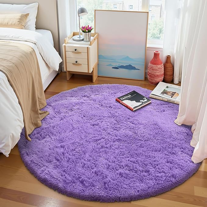 OLANLY Purple Round Rugs for Bedroom - Image 2