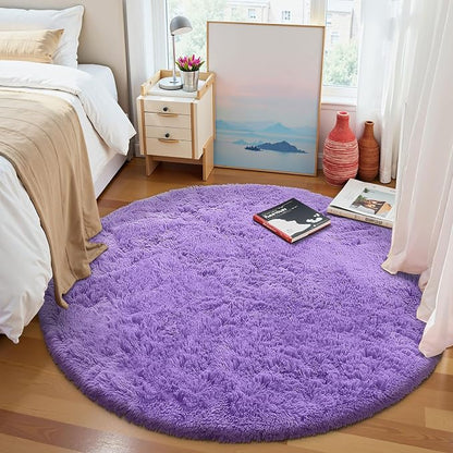 OLANLY Purple Round Rugs for Bedroom - Image 3