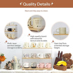 Coffee Mug Holder Wooden Cup Station Organizer 3 Tier Cup Holder for Coffee Bar Mug Display Rack for Countertop Mug Holder Shelf for Home Kitchen Trapezium-Pinewood