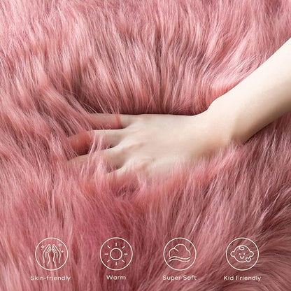 Ashler Faux Fur Rug: Ultra Soft, Fluffy Shaggy 2 x 3 Feet Rectangle, Blush Pink - Image 6