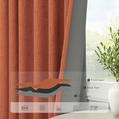 Terracotta Blackout Curtains 84 Inch Length 2 Panel Set - Image 5