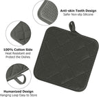Oven Mitts and Pot Holders Set, Pack of 4, Heat Resistant Silicone Kitchen Mini Oven Mittens for 500 Degrees, Mini Oven Gloves and Hot Pads for Baking Grilling Barbecue Microwave Machine Washable