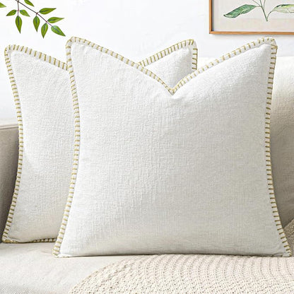 MIULEE Decorative Couch Throw Pillow Covers 18x18 Inch Pure White 2 Pack | by MIULEE