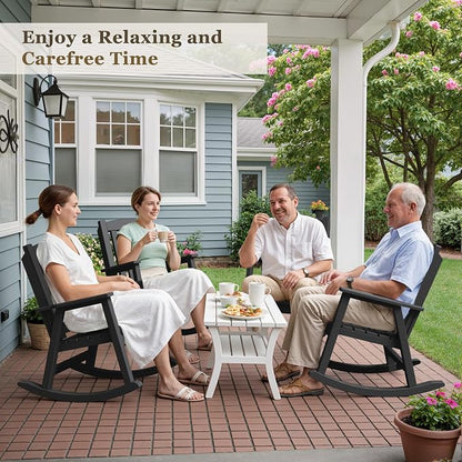 Greesum Set of 2 Outdoor Rocking Chair, 300lbs All-Weather Patio Rocker - Image 2